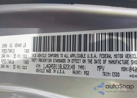 2008 Jeep Wrangler Unlimited Sahara from USA, damaged, VIN 1J4GA59118L623149